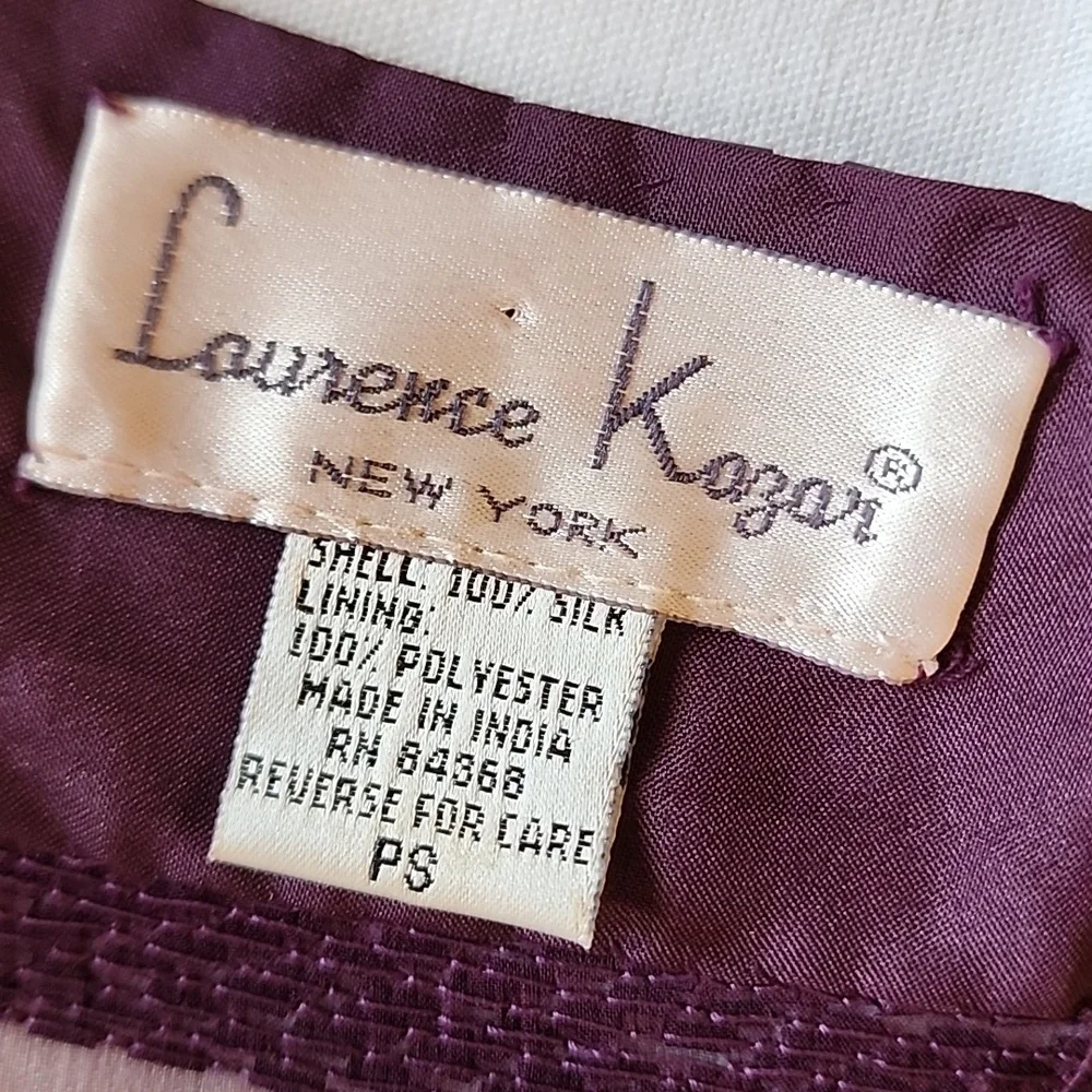 Laurence Kazar Gown 100% Silk Dress size PS plum color beaded VINTAGE - Picture 15 of 17